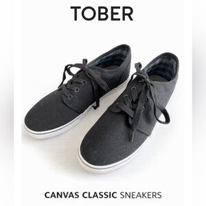 FINAL PRICE! TOBER Men's Black Classic Canvas Fashion Sneaker with Soft Insole